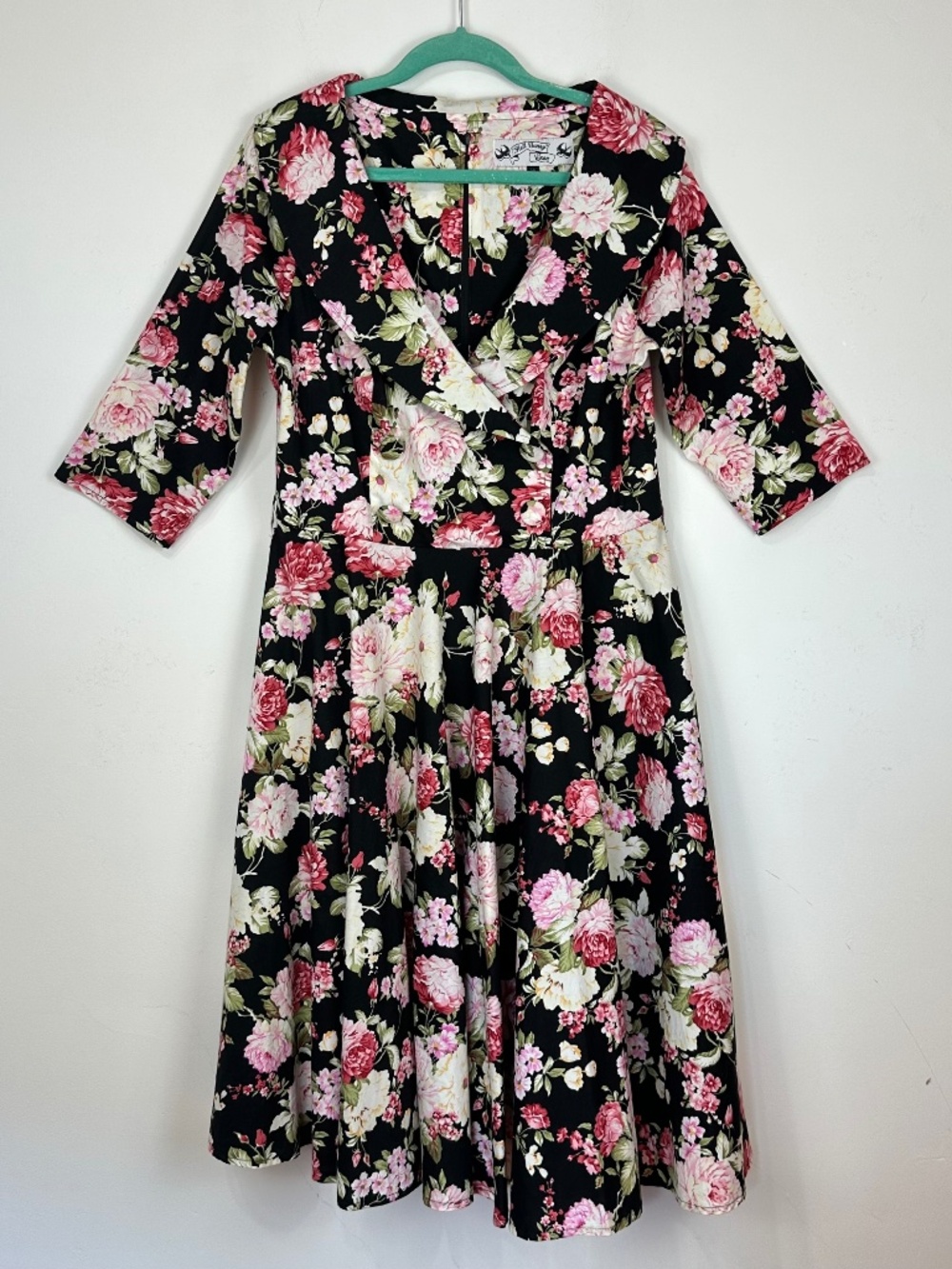 Hell Bunny Vixen Womens Floral Dress XL Whimsigoth Rockabilly Pin Up